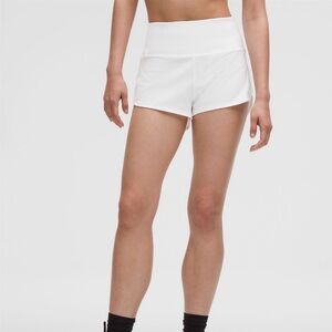 Lululemon Athletica White Speed up high rise lined shorts 2.5”